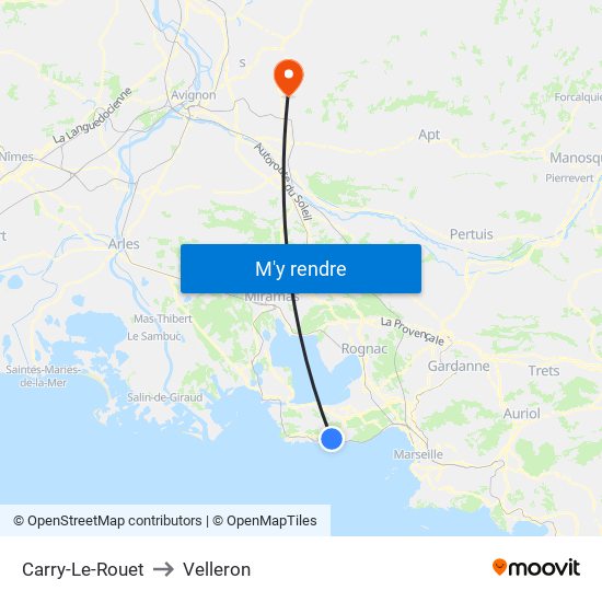 Carry-Le-Rouet to Velleron map