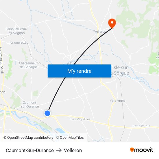 Caumont-Sur-Durance to Velleron map