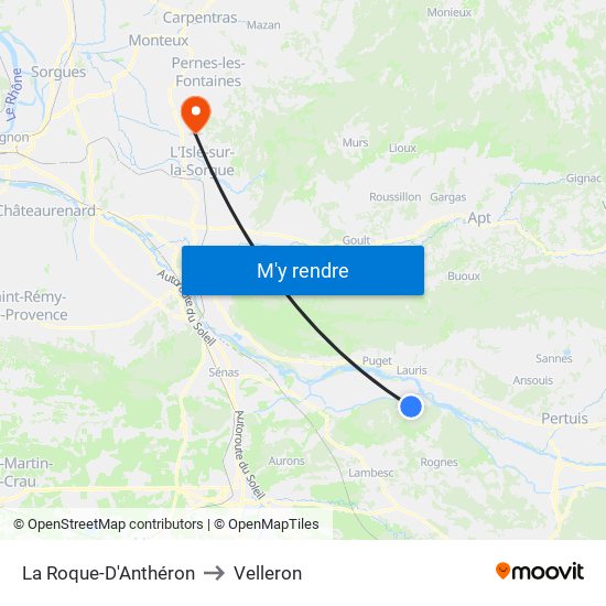 La Roque-D'Anthéron to Velleron map