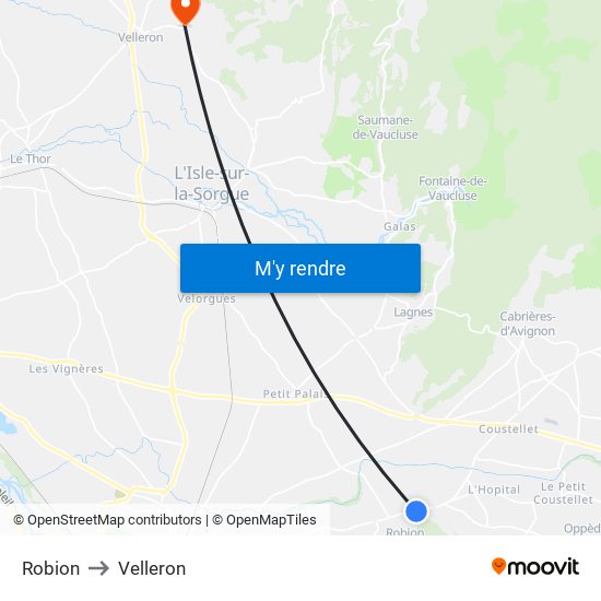 Robion to Velleron map