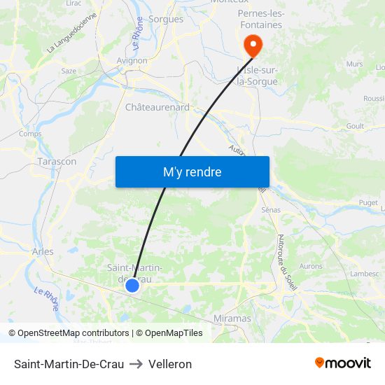 Saint-Martin-De-Crau to Velleron map