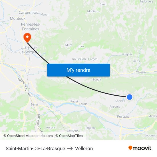 Saint-Martin-De-La-Brasque to Velleron map