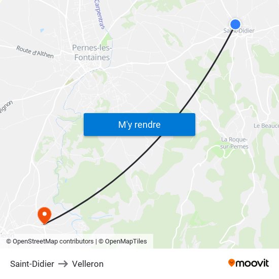 Saint-Didier to Velleron map