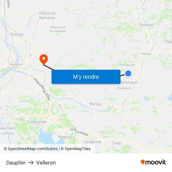 Dauphin to Velleron map