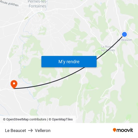 Le Beaucet to Velleron map
