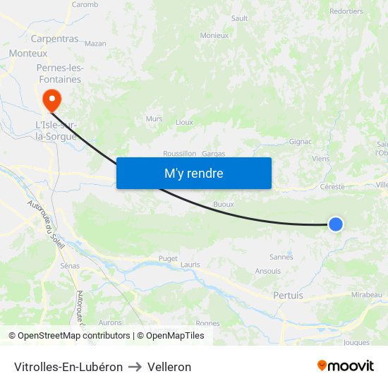 Vitrolles-En-Lubéron to Velleron map