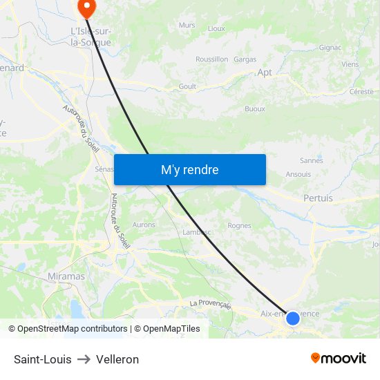 Saint-Louis to Velleron map