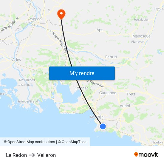 Le Redon to Velleron map