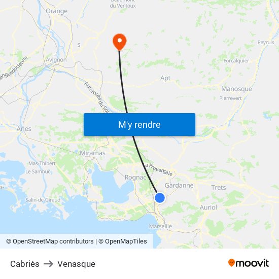 Cabriès to Venasque map