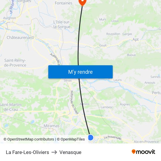 La Fare-Les-Oliviers to Venasque map