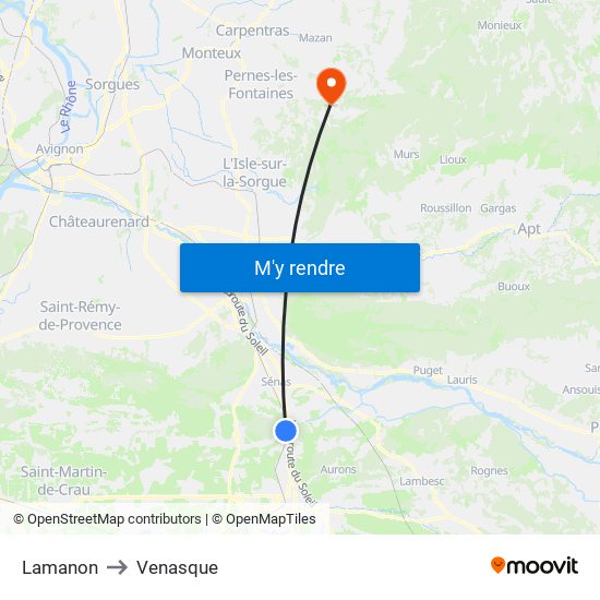 Lamanon to Venasque map