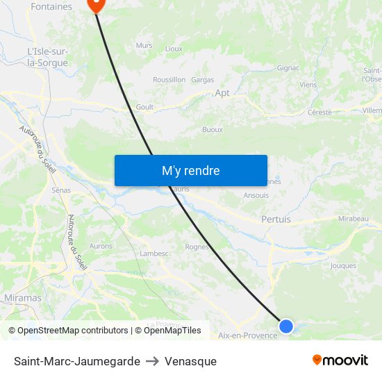 Saint-Marc-Jaumegarde to Venasque map
