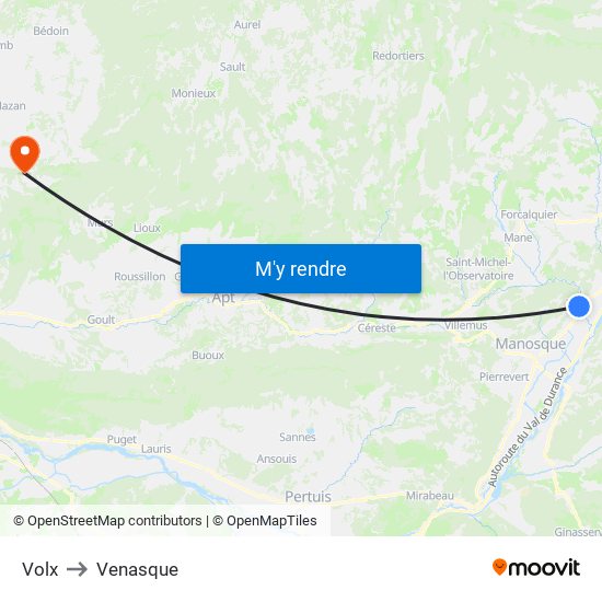 Volx to Venasque map