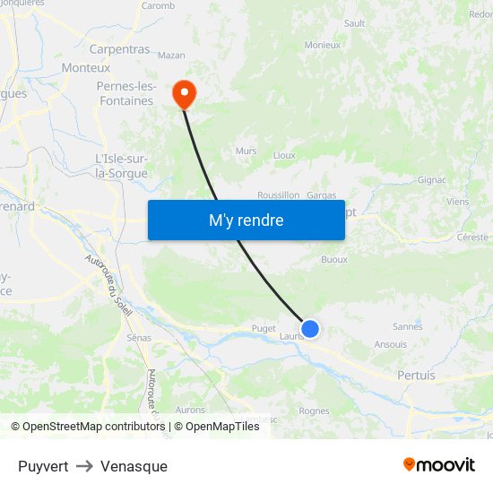 Puyvert to Venasque map