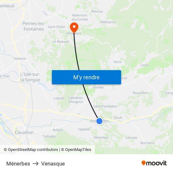 Ménerbes to Venasque map