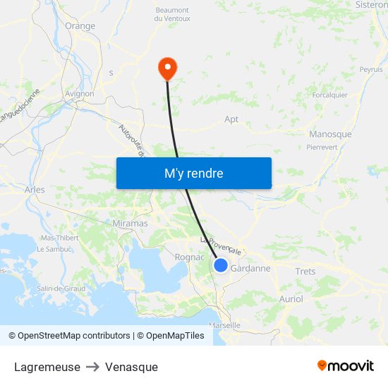 Lagremeuse to Venasque map