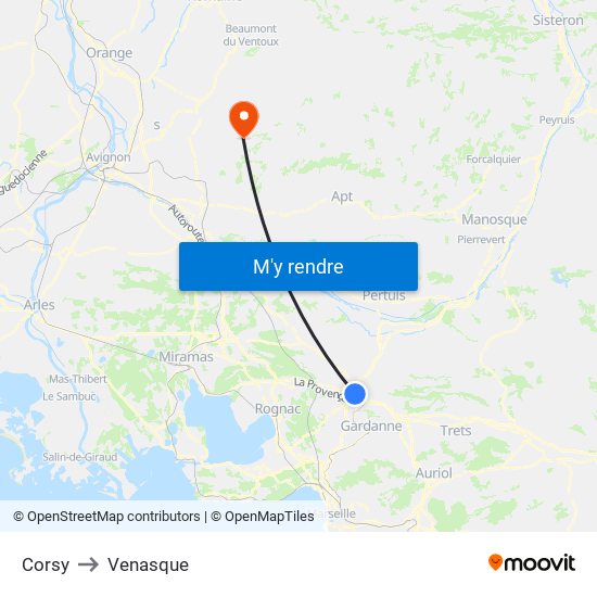 Corsy to Venasque map