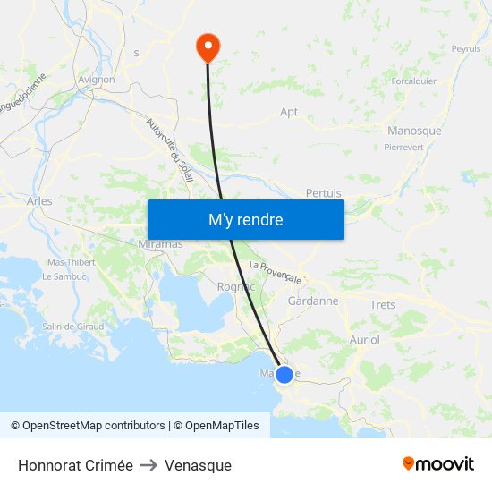 Honnorat Crimée to Venasque map