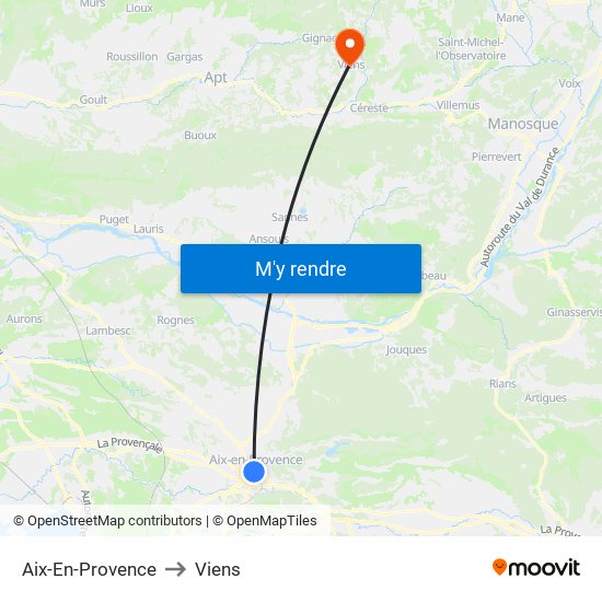 Aix-En-Provence to Viens map