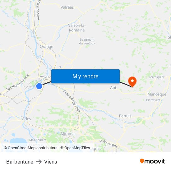 Barbentane to Viens map