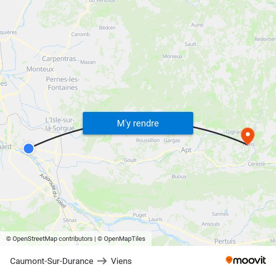 Caumont-Sur-Durance to Viens map