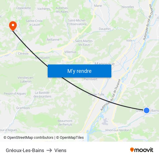 Gréoux-Les-Bains to Viens map