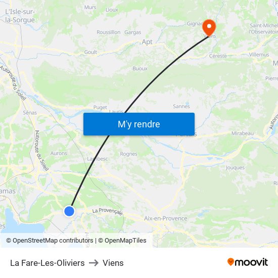 La Fare-Les-Oliviers to Viens map