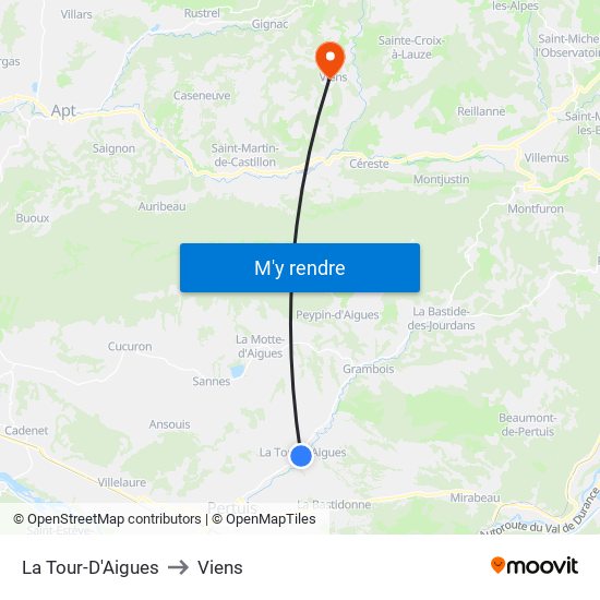 La Tour-D'Aigues to Viens map