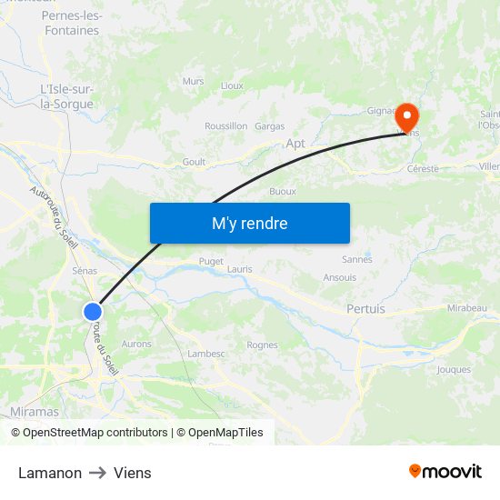 Lamanon to Viens map