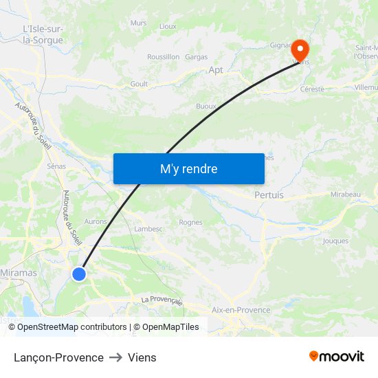 Lançon-Provence to Viens map