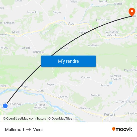 Mallemort to Viens map