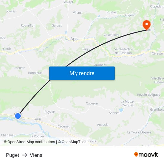 Puget to Viens map
