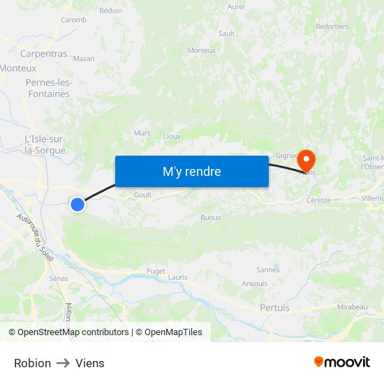 Robion to Viens map