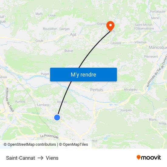 Saint-Cannat to Viens map