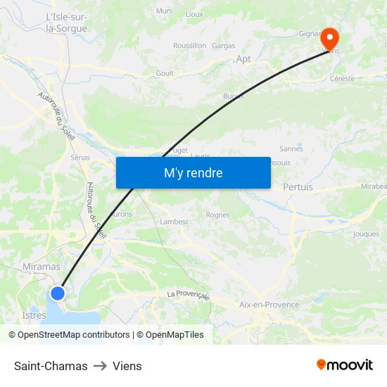 Saint-Chamas to Viens map