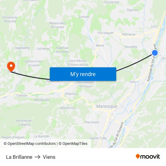 La Brillanne to Viens map