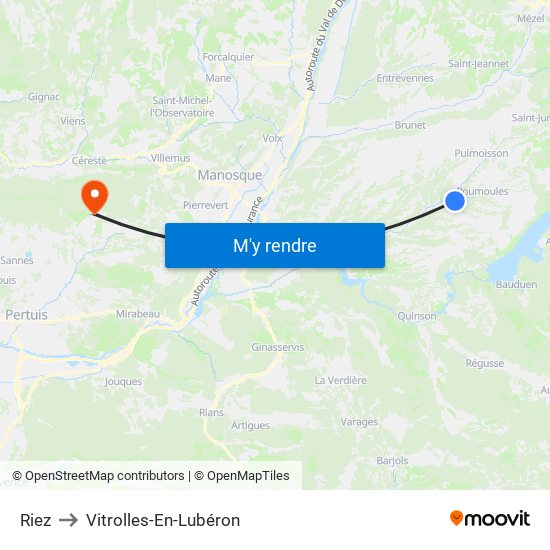 Riez to Vitrolles-En-Lubéron map