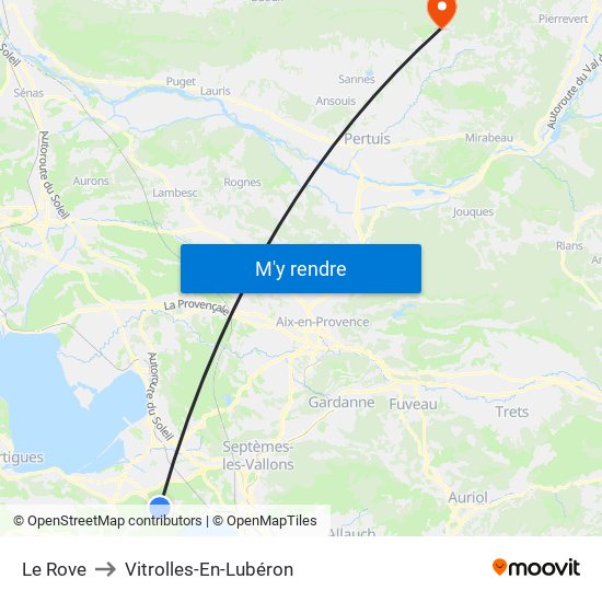 Le Rove to Vitrolles-En-Lubéron map