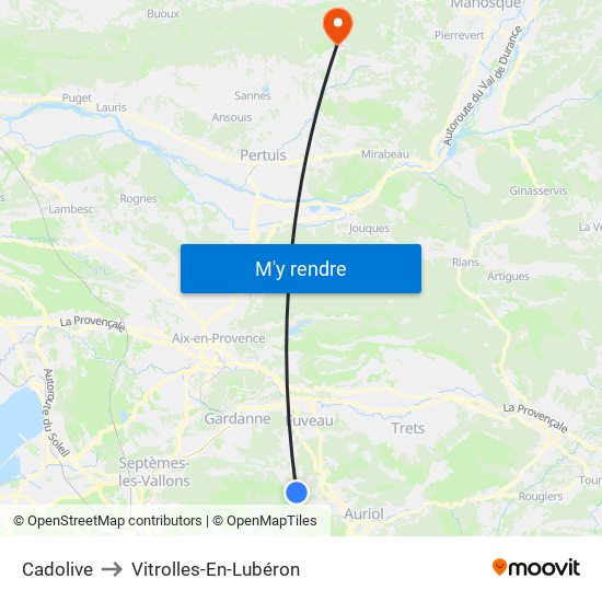 Cadolive to Vitrolles-En-Lubéron map