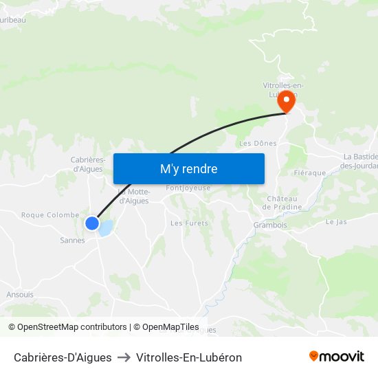 Cabrières-D'Aigues to Vitrolles-En-Lubéron map