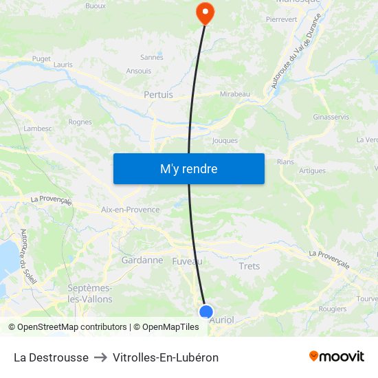 La Destrousse to Vitrolles-En-Lubéron map