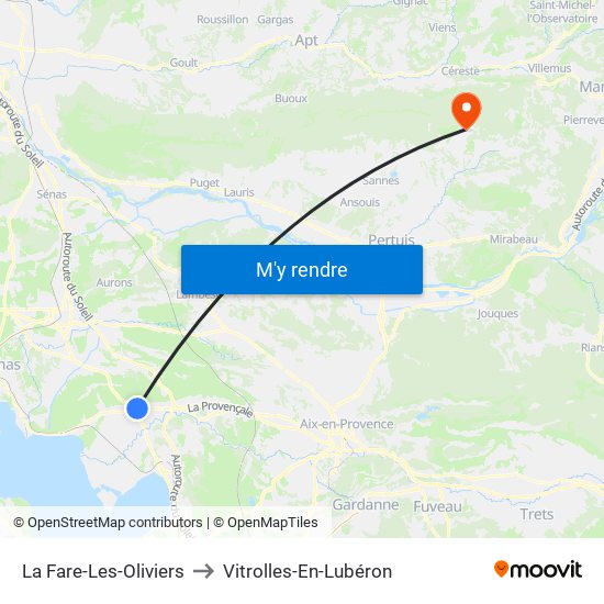 La Fare-Les-Oliviers to Vitrolles-En-Lubéron map
