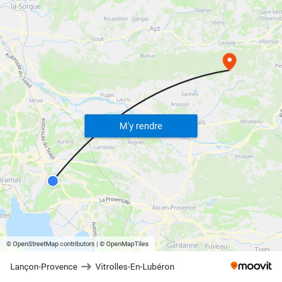 Lançon-Provence to Vitrolles-En-Lubéron map