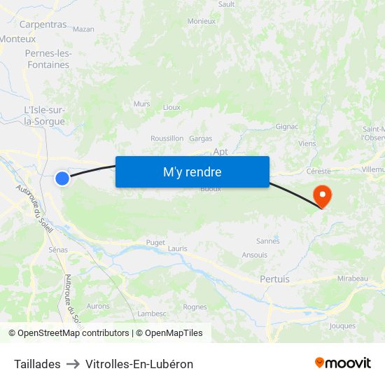 Taillades to Taillades map