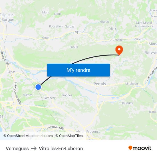 Vernègues to Vitrolles-En-Lubéron map