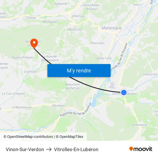Vinon-Sur-Verdon to Vitrolles-En-Lubéron map