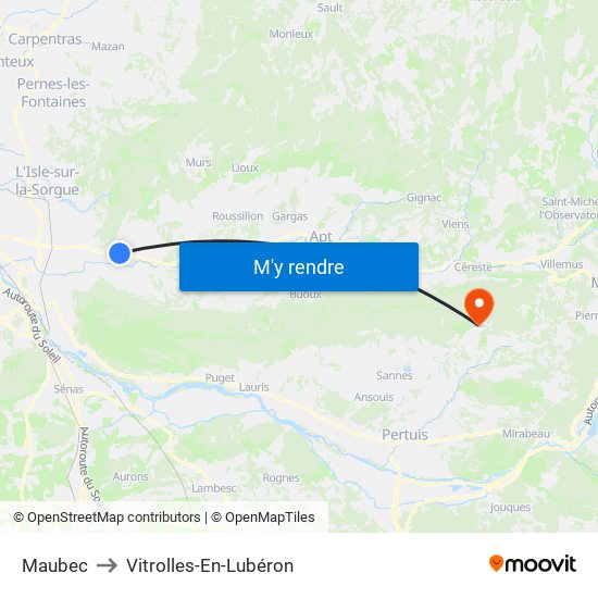 Maubec to Vitrolles-En-Lubéron map