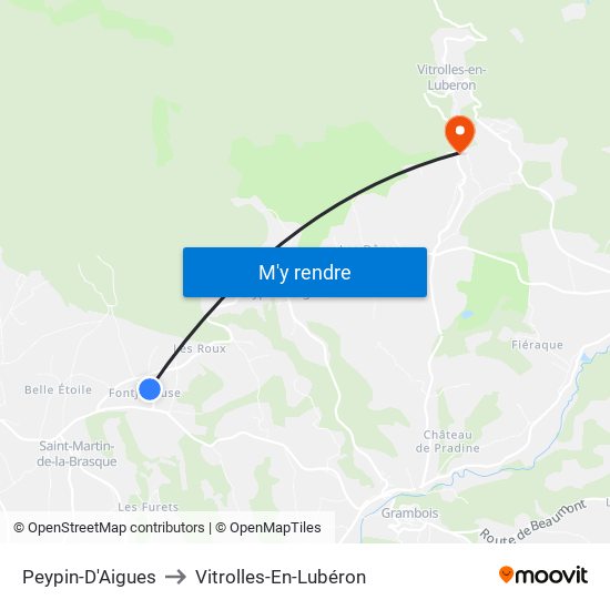 Peypin-D'Aigues to Vitrolles-En-Lubéron map