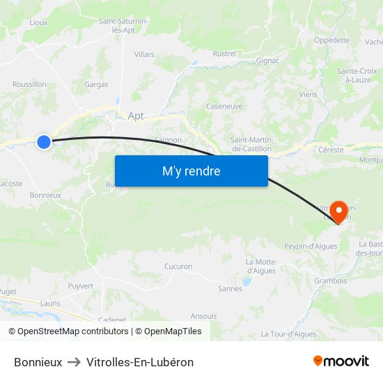 Bonnieux to Vitrolles-En-Lubéron map