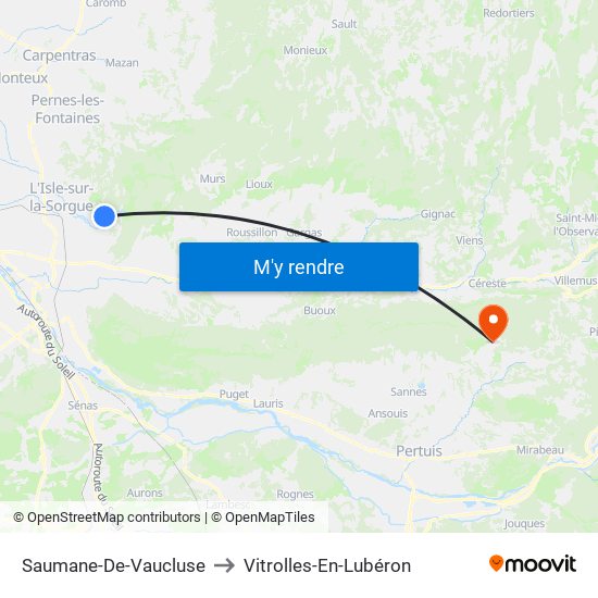 Saumane-De-Vaucluse to Vitrolles-En-Lubéron map